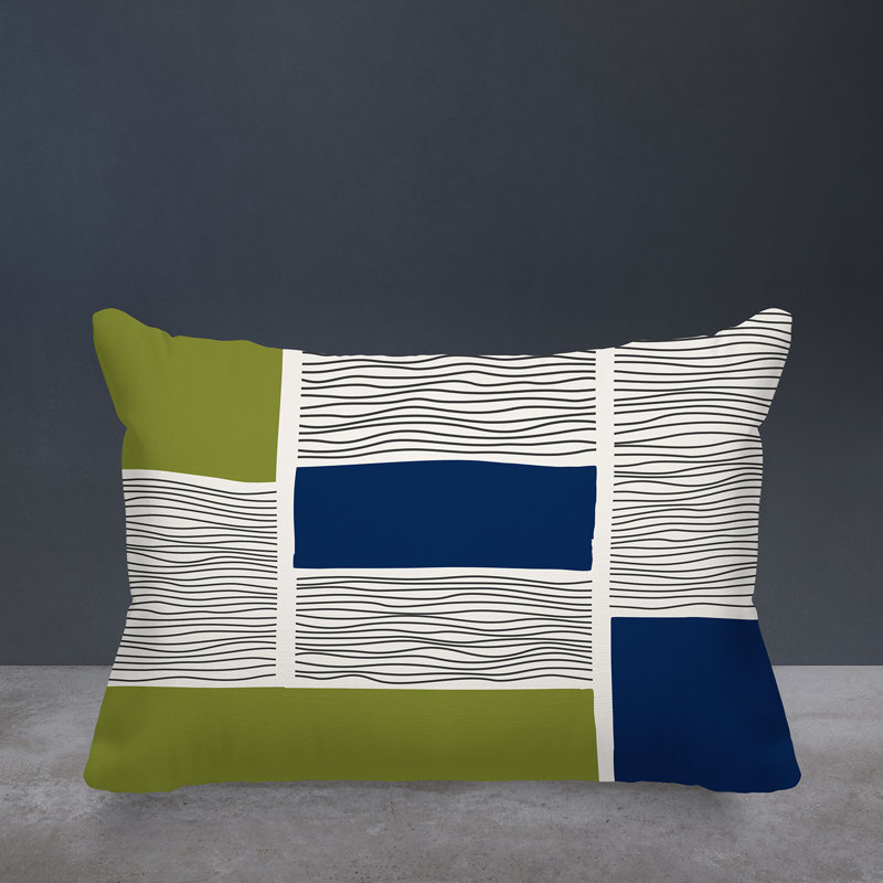 Coussin intérieur / extérieur Rapu, Chartreuse / bleu marine