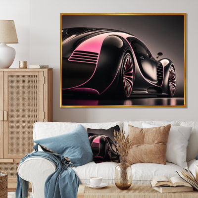 «Visionary Bugatti Design» en noir et magenta III, reproduction sur toile