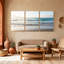 Plage, océan, vagues, plage, lever du soleil, ciel, sable, eau, horizon, ensemble de 3 impressions sur toile-1339322878
