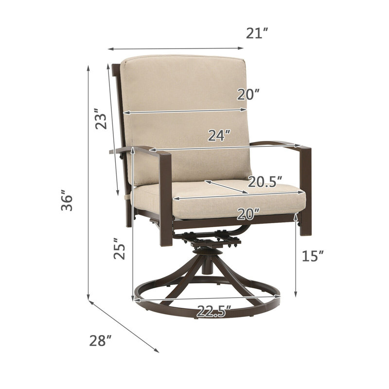 Chaise de patio pivotante avec coussin Adalis