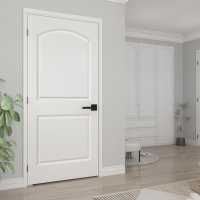 Porte intérieure en dalle 36 po x 80 po à 2 panneaux et plateau arrondi à âme creuse pour porte de salle de bain, garde-manger, porte intérieure à droite