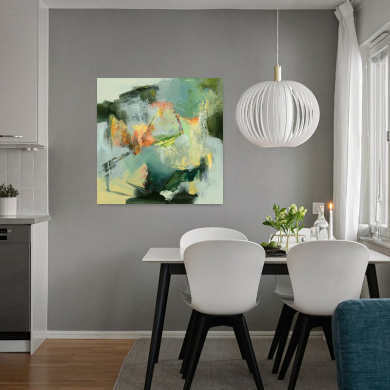Le conteur, art abstrait contemporain, H 32 po x l 32 po