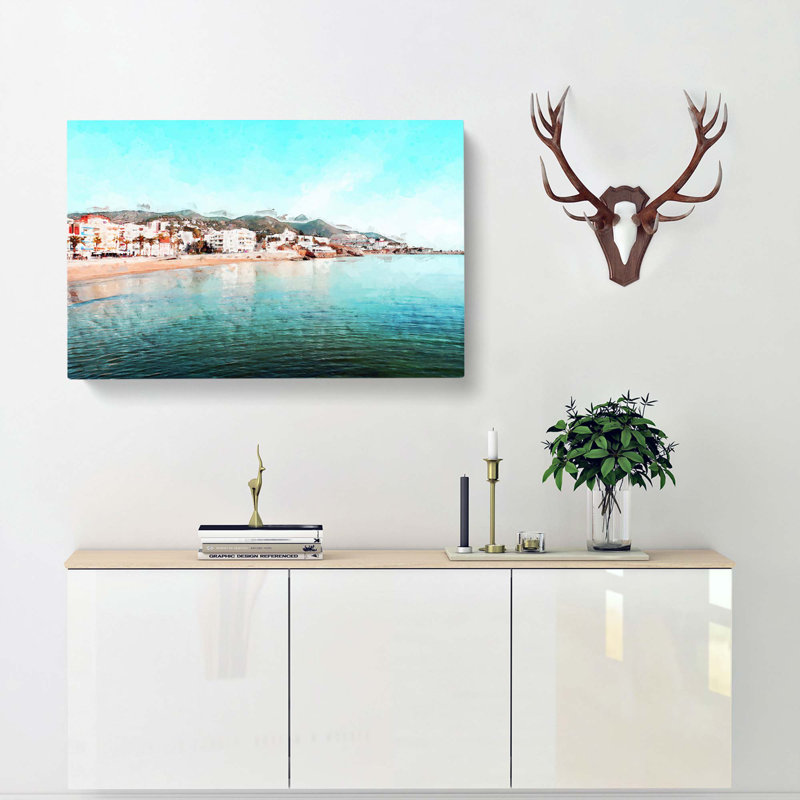Shoreline Of Sitges In Spain In Abstract - Wrapped Canvas Print, 50cm H x 76cm W x 3cm D