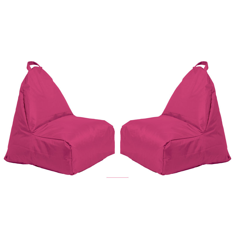 Cali Soft Seating Small Outdoor Friendly Bean Bag Set, Raspberry Nylon