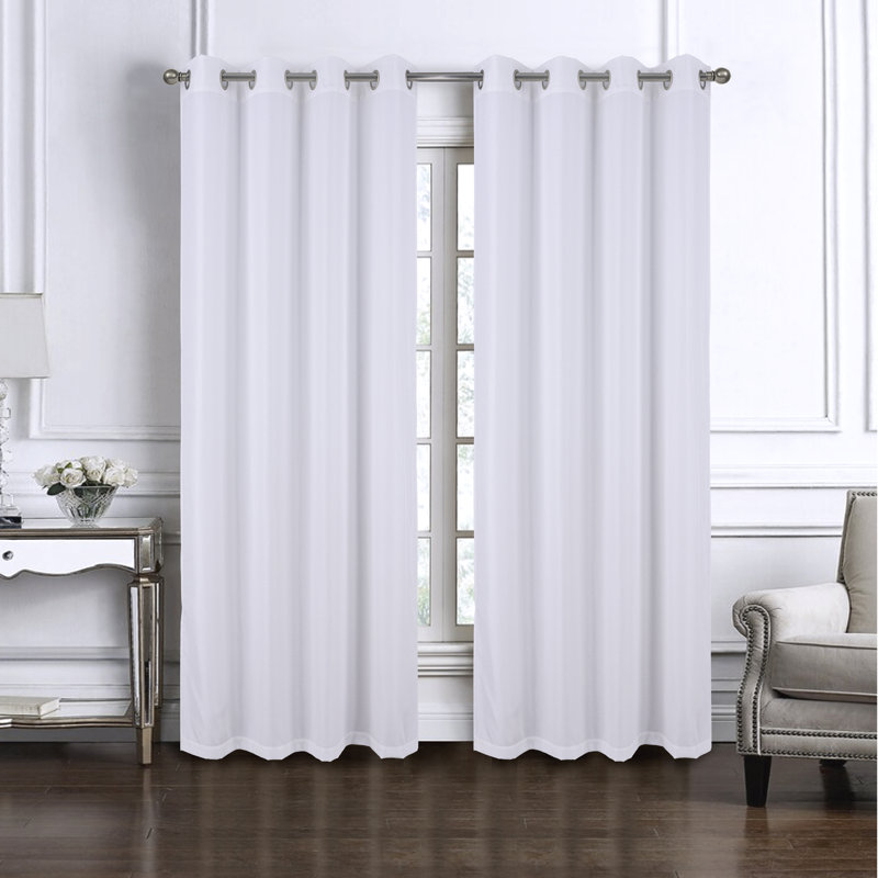 Panneau de rideau simple obscurcissant en polyester Misheel, Blanc