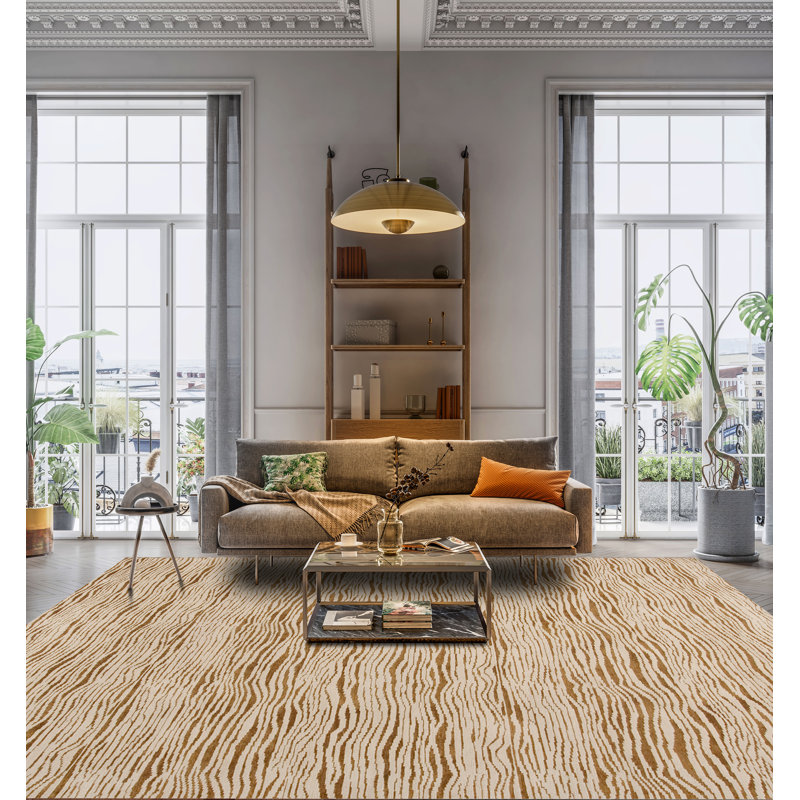 Modern Tibet III Hand Knotted Silk and Wool Abstract Indoor Rug, Rectangle 9' x 12'