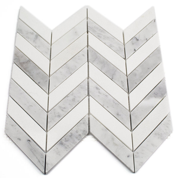 Dart 1" x 3" Marble Herringbone Mosaic Wall & Floor Use Tile