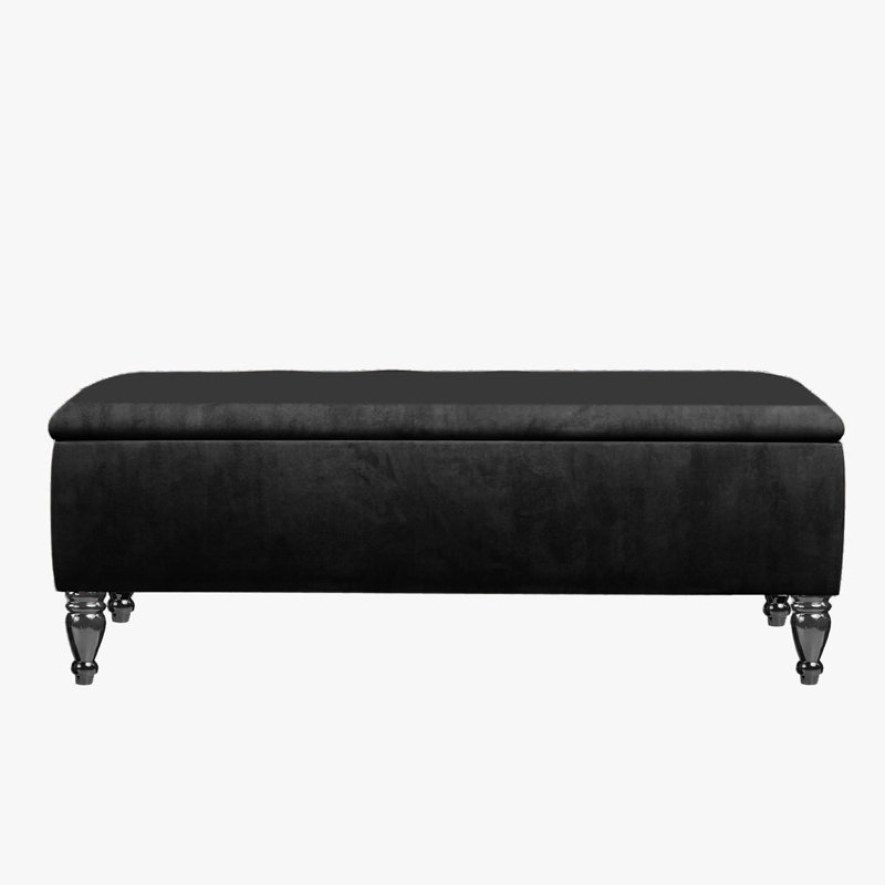 Lisbon Ottoman Bench with Storage, End of Bed Bench, Rectangle Coffee Table, Upholstered Footstools, Black