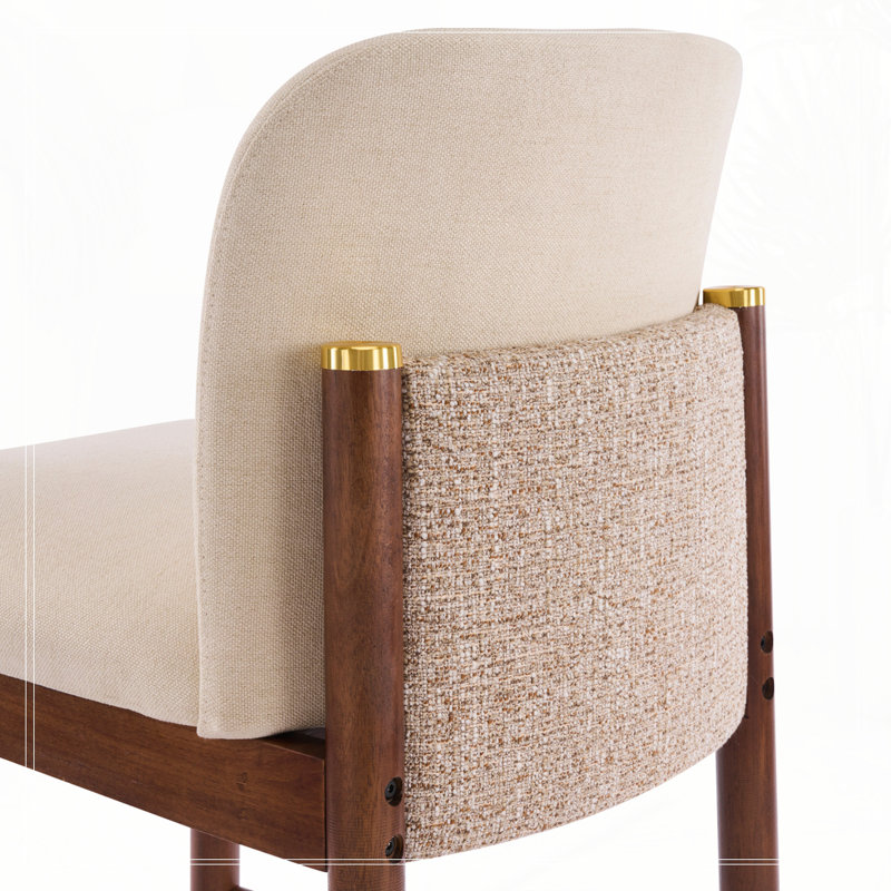 Upholstered Wooden Counter Stool, Dark Walnut