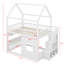 Lit mezzanine double avec lumières DEL, lit maison avec toit, fenêtre et bibliothèque de rangement-122653902