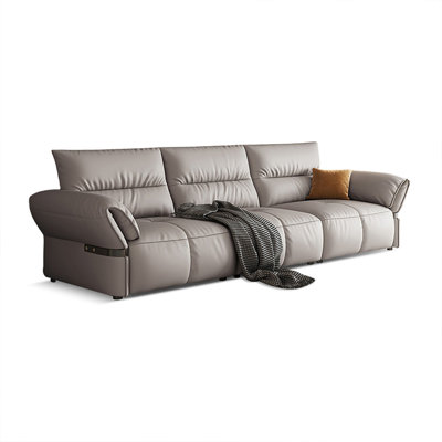 Gray Genuine Leather Modular Sofa cushion couch