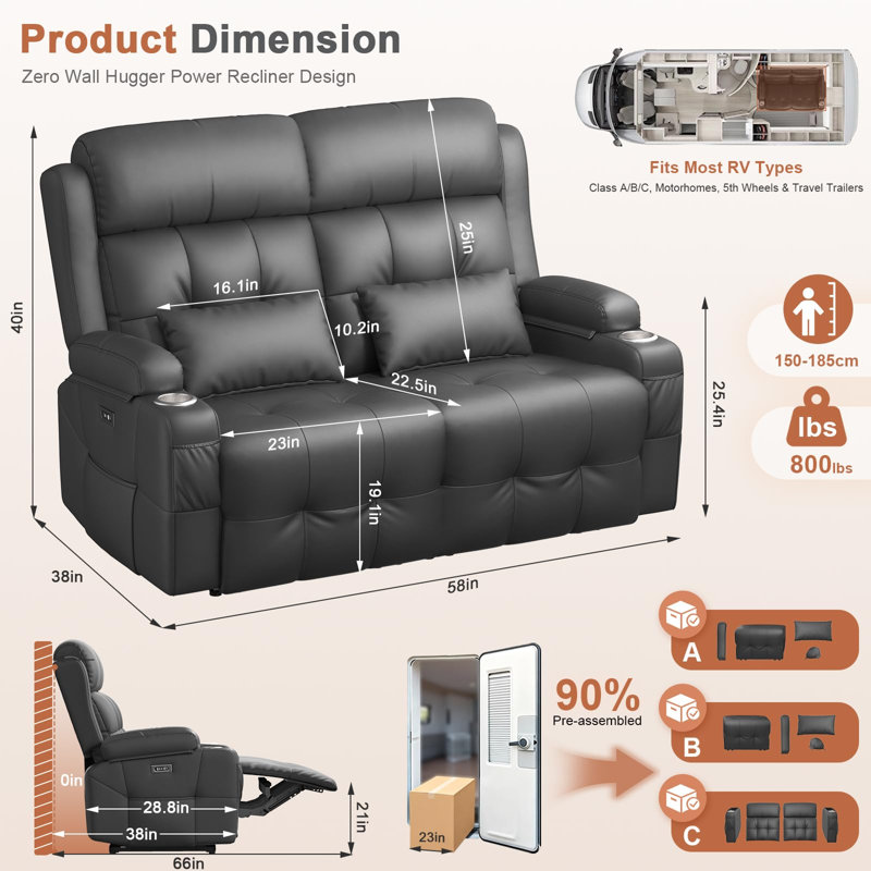 Causeuse inclinable électrique Zero Clearance, Gris