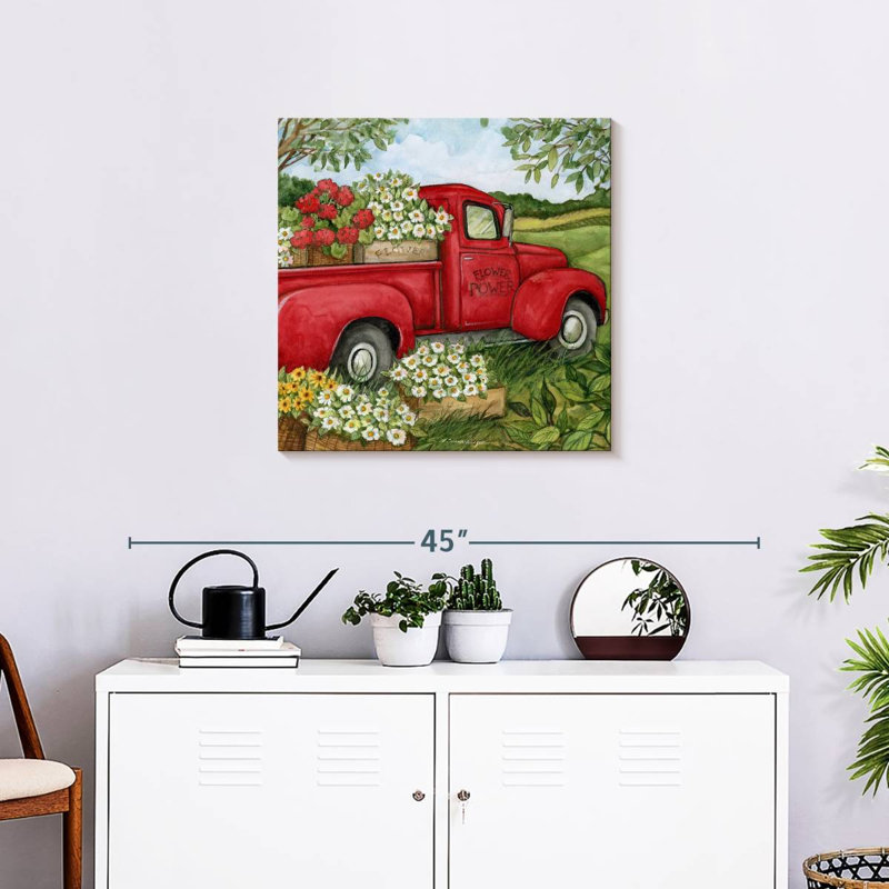 Mehar Flower Red Truck, 24" H x 24" W