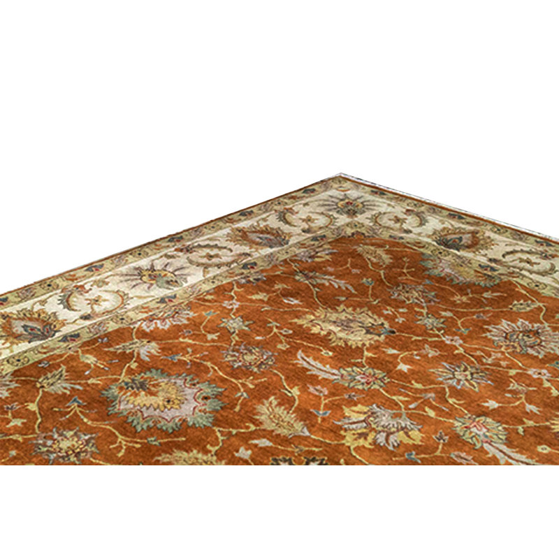 Wool Oriental Area Rug in Rust/Beige