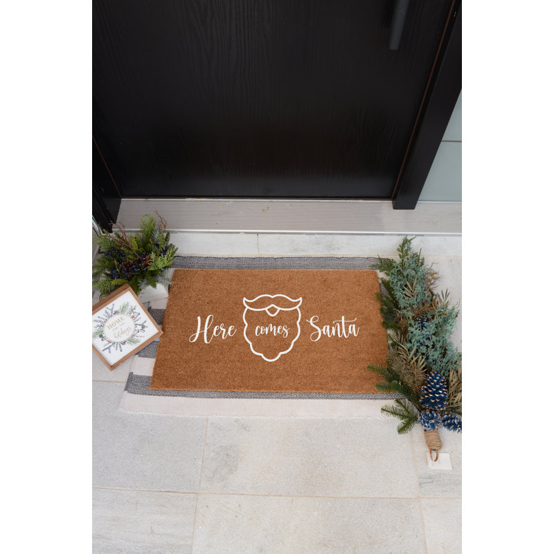 Tapis d'entrée antidérapant Here Comes Santa, L 22 po x L 36 po