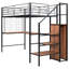 Lit mezzanine simple en métal noir avec bureau et grille. Fabrication robuste. Garde-robe latérale pour optimiser l'espace. Multiples activités polyvalentes. Convient à la décoration d'une pièce. Matelas non inclus Grille de taille en noir.