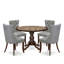 L'ensemble de table de salle à manger 5 pièces comprend une table de salle à manger avec plateau de table en marbre de sable ondulé et 4 chaises en tissu de polyester gris clair, acajou-365539096-365539301