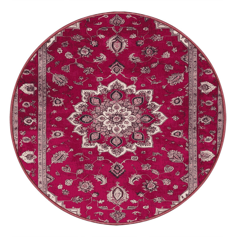 Tapis mauve lavable à la machine Tabriz, Rond 8 pi