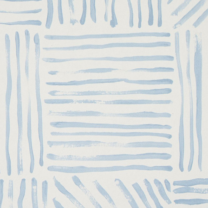 Schumacher x Caroline Z Hurley Katama Wallpaper, Blue Ivory