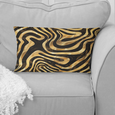 Gold Black Psychedlic Glam I - Glam Lumbar Pillow