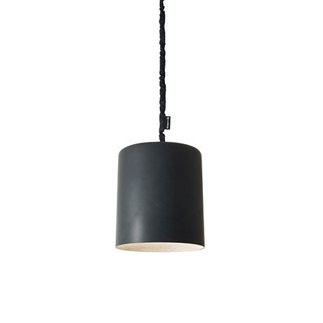 1 - Light Black Drum Pendant, Black/White
