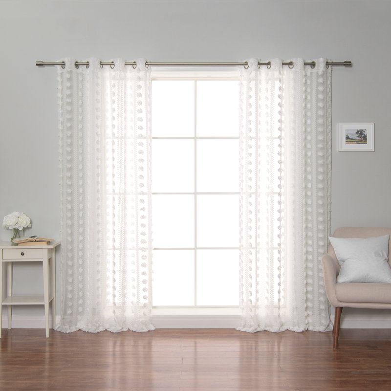 Paire de rideaux transparents avec œillets Alaina, Blanc