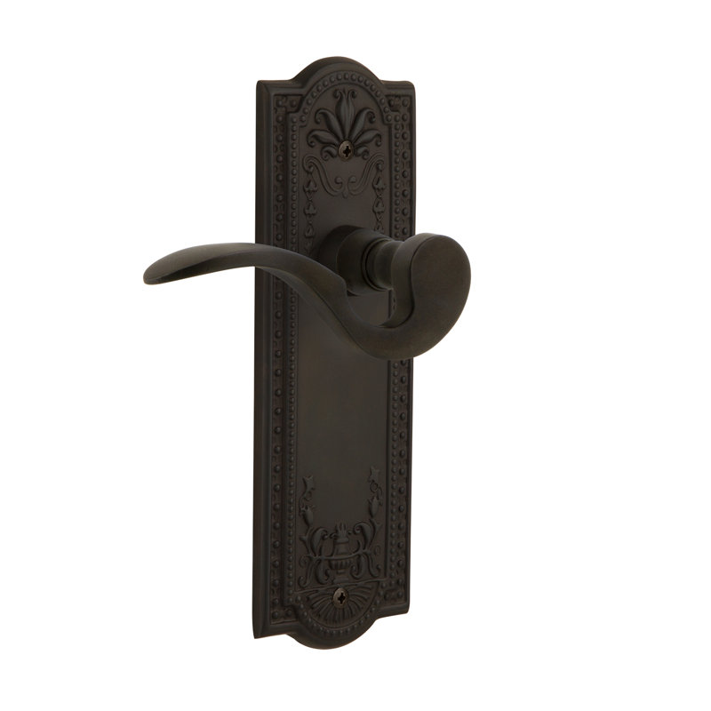 Fausse plaque simple Meadows avec levier de manoir, Bronze frotté à l'huile, Gaucher