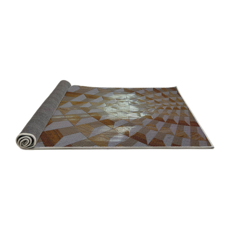 Tapis brun/gris clair à tisser électrique, Rond 3 pi