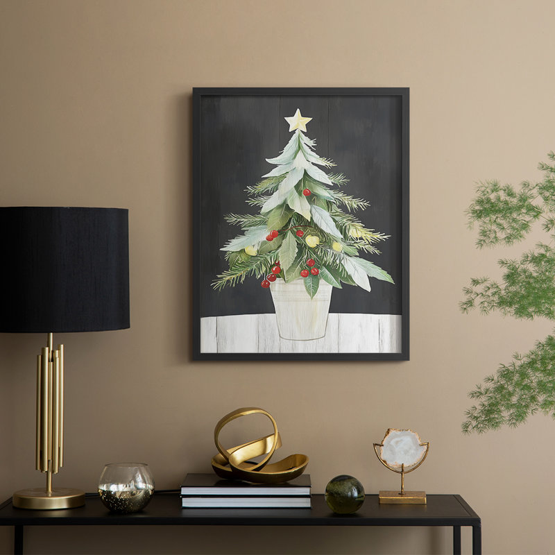 «Christmas Holiday Art DCCCLxxxvii», reproduction d'art encadrée - bois massif, H 11 po x l 9 po, Noir, noir, noir, noir