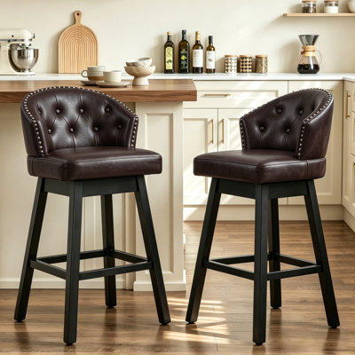 Aadhvika Upholstered BarStools with Solid Wood Frame
