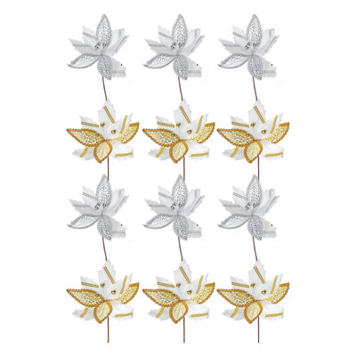 Rhinestone Poinsettia Pick (Asstd) - ensemble de 12