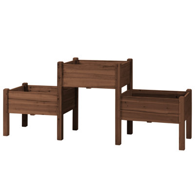 Outsunny Raised Garden Bed With 3 Planter Box