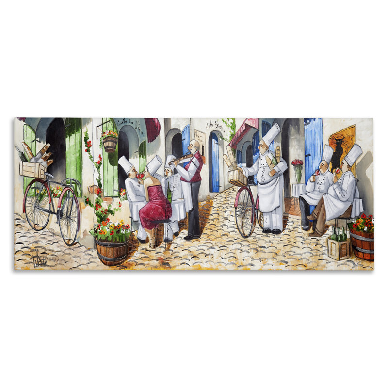 «Town Café Chefs», art mural sur toile par Ronald West, H 10 po x l 24 po