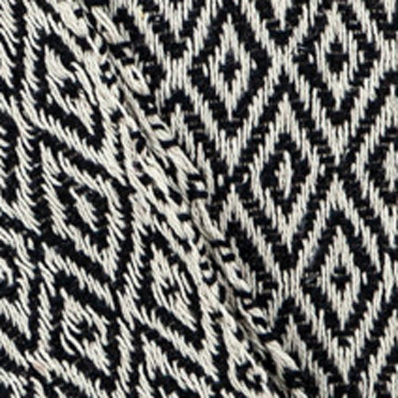 52" X 67" Black And Beige Geometric Diamond Throw Blanket with Tassels, Beige Geomatric