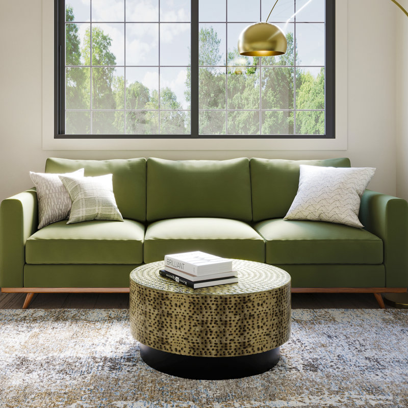 Montrose 30" Round Antique Gold and Black Metal Coffee Table