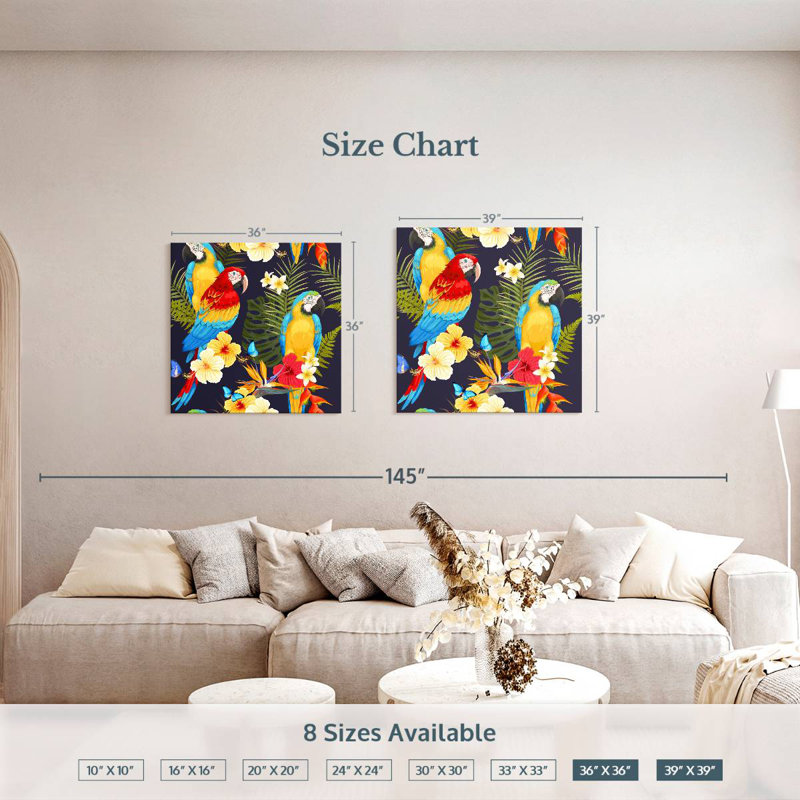 Brampt Macaw Trio, 39" H x 39" W
