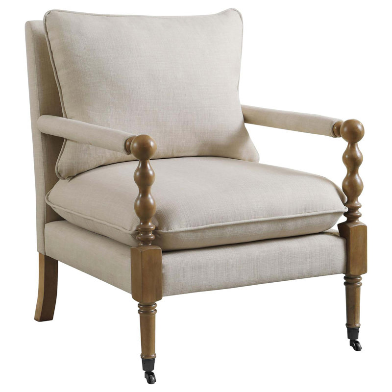 Wooden Accent Chair with Turned Legs