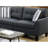 Modern 2Pc In Living Room - Charcoal Glossy Polyfiber And With Solid Pine Frame, Plywood Base, Cushion Couch, Back, Strips Pillows, Wood Legs For Area