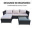 193 cm W L-Shaped Metal and Wicker Patio Corner Sofa Set with Cushions-1132722056-1132722063