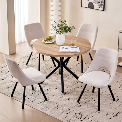 Ensemble de 4 chaises de salle à manger, chaise de cuisine rembourrée moderne Boucle pour salle à manger restaurant, découpe, beige