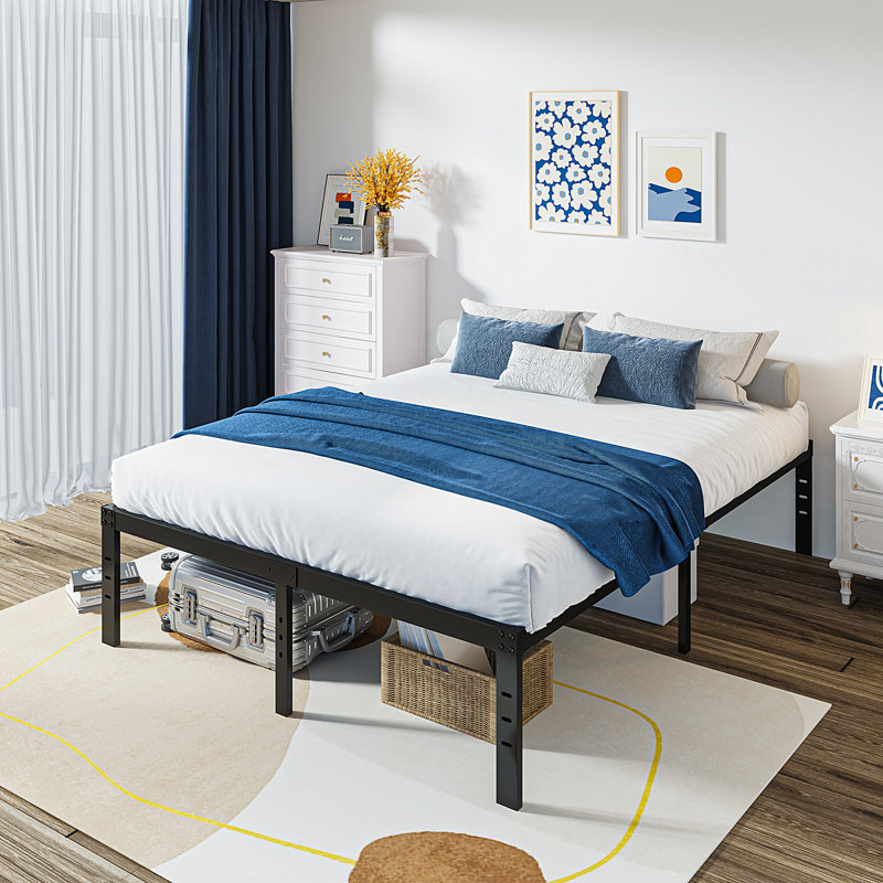 Ottery Heavy Duty 18" Metal Bed Frame, No Box Spring Needed, Slots for Headboard Attachment, No Noise, Queen