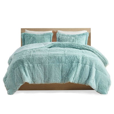 Comforter Mini - Twin/Twin Xl, Blue Shaggy Long Fur, Warm Fur For , Fill