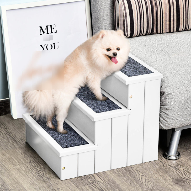 Rampe d'escalier blanche pour animaux 3 niveaux