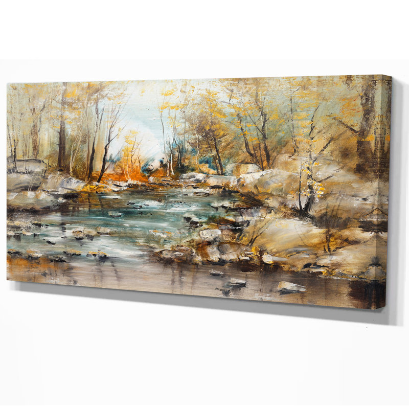 « forest brook pierres », reproduction sur toile tendue, H 16 po x l 32 po x P 1 po