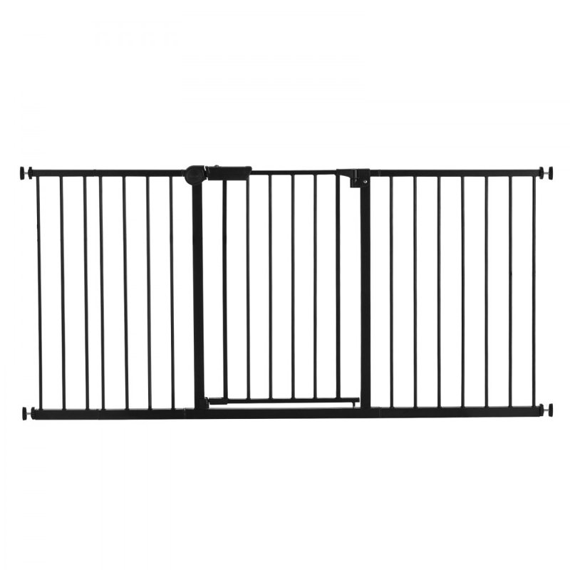 Baby Gate 60.6-63.3 Inches Adjustable Width 30 Inches High Dog Gate Black