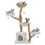 Tour à chat moderne pour grands chats avec 2 perchoirs à fleurs - Poteau à griffer en bois massif naturel avec une vraie branche - Mobilier de chat Boho de luxe avec lit en osier
