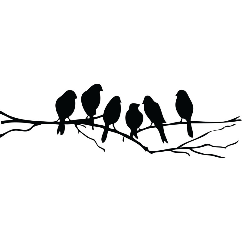 Autocollant mural en vinyle PVC - citation de branches d'oiseaux - décoration murale amovible et facile à appliquer