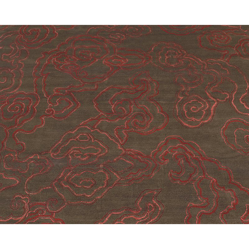 Cloud Nine Abstract Area Rug in Brown/Red, Rectangle 8' x 10'