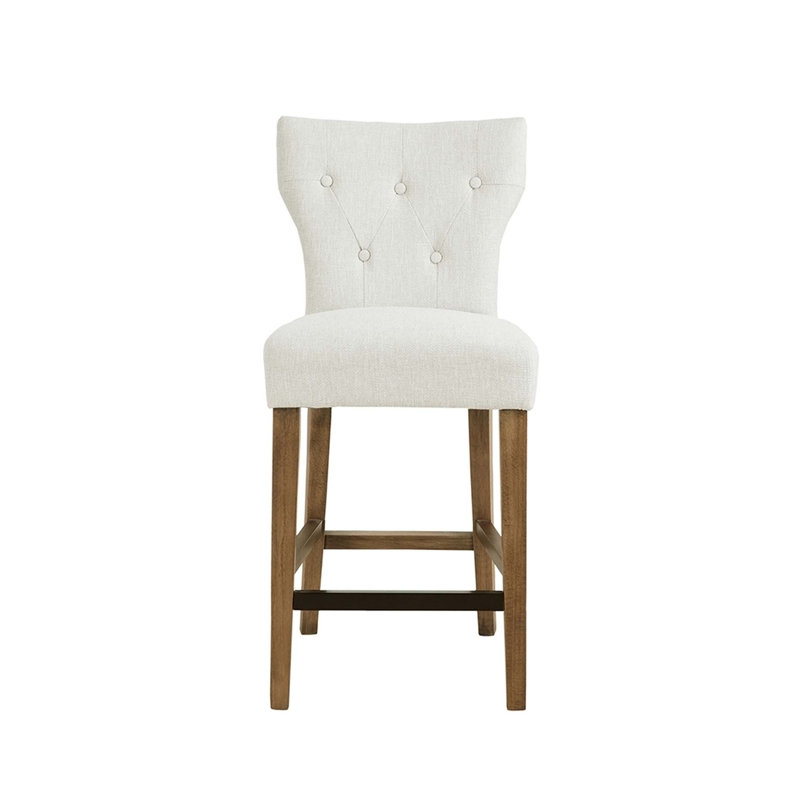Tabouret de comptoir capitonné, tabouret de bar, chaise à hauteur de comptoir, Naturel, Beige