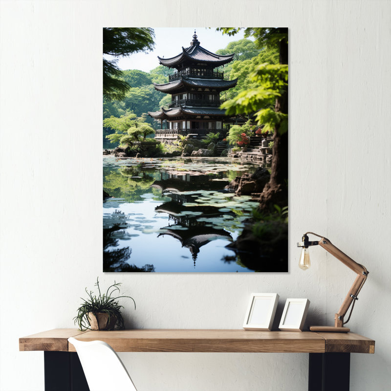 Asian Art Serene Pagoda VII - reproduction d'art non encadrée sur métal, H 20 po x l 12 po x P 1 po